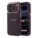 Apple iPhone 18 Pro Max Kılıf Guess Orjinal Lisanslı M-safe Şarj Özellikli Sıcak Baskılı Yazı Logolu C-Magnet PU Deri Peony Kapak