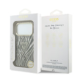 Apple iPhone 18 Pro Max Kılıf Guess Orjinal Lisanslı M-safe Şarj Özellikli Üçgen Logolu Zebra Desenli Silikon Kapak