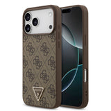 Apple iPhone 18 Pro Max Kılıf Guess Orjinal Lisanslı M-safe Şarj Özllikli PU Deri Taşlı Üçgen Logo 4G Desenli Strass Kapak