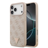 Apple iPhone 18 Pro Max Kılıf Guess Orjinal Lisanslı M-safe Şarj Özllikli PU Deri Taşlı Üçgen Logo 4G Desenli Strass Kapak