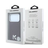 Apple iPhone 18 Pro Max Kılıf Karl Lagerfeld Orjinal Lisanslı M-safe Şarj Özellikli KHEAD Metal Logolu PU Grained Deri Kapak