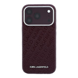Apple iPhone 18 Pro Max Kılıf Karl Lagerfeld Orjinal Lisanslı PU Deri Damgalı Metal Yazı Logolu Grained Kapak