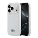 Apple iPhone 18 Pro Max Kılıf Lacoste Orjinal Lisanslı M-safe Şarj Özellikli PU Pike Desenli Metal Logolu Kapak