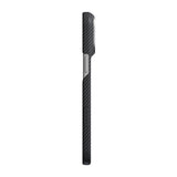 Apple iPhone 18 Pro Max Kılıf M-safe Şarj Özellikli 1500D Aramid Karbon Fiber Pitaka Ultra-Slim Classic Serisi Black-Grey Twill Kapak