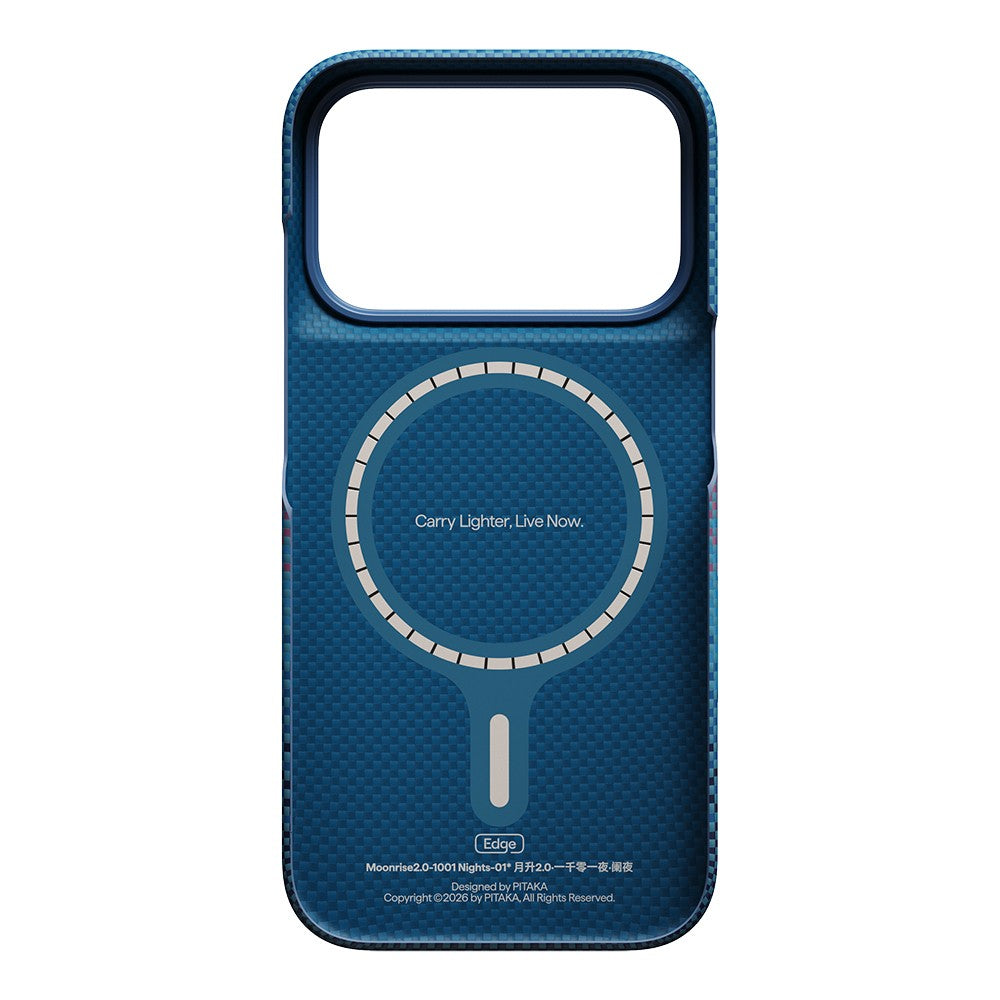 Apple iPhone 18 Pro Max Kılıf M-safe Şarj Özellikli Aramid Karbon Fiber Pitaka Moonrise 2.0 Nights Serisi Kapak
