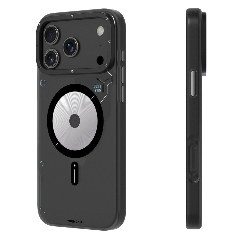 Apple iPhone 18 Pro Max Kılıf M-safe Şarj Özellikli Disk Desenli Youngkit Disc Battle Kapak