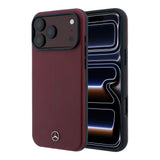 Apple iPhone 18 Pro Max Kılıf Mercedes Benz Orjinal Lisanslı M-safe Şarj Özellikli Metal Yıldız Logolu Çizgili Deri Kapak