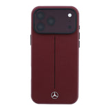 Apple iPhone 18 Pro Max Kılıf Mercedes Benz Orjinal Lisanslı M-safe Şarj Özellikli Metal Yıldız Logolu Çizgili Deri Kapak