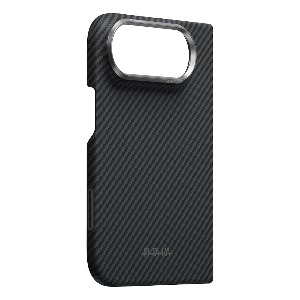 Apple iPhone Duo Kılıf M-safe Şarj Özellikli 600D Aramid Karbon Fiber Pitaka Edge Serisi Black-Grey Twill Kapak