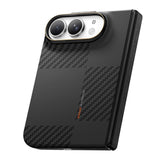 Apple iPhone Duo Kılıf M-safe Şarj Özellikli Metal Kamera Çerçeveli Raptic Aramid SkinPro Mondrian Serisi Karbon Kapak