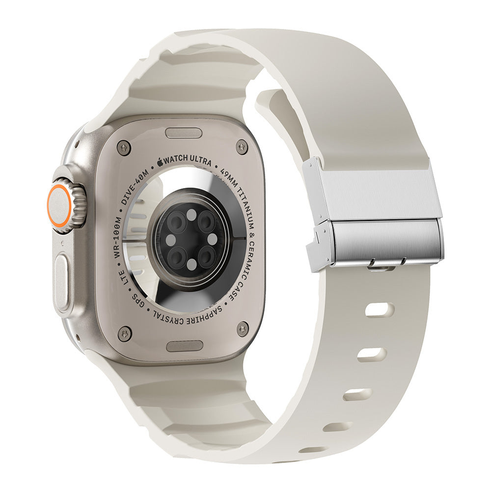 Apple Watch 10 46mm Zore KRD-145 Metal Tokalı Silikon Kordon