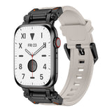 Apple Watch 42mm Zore KRD-101 Titanyum Metal Başlıklı Silikon Kordon