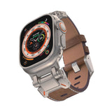 Apple Watch 44mm Zore KRD-114 Metal Başlıklı Suni Deri Kordon