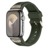 Apple Watch 44mm Zore KRD-117 Hava Alabilen Delikli Metal Süslemeli Desenli Silikon Kordon