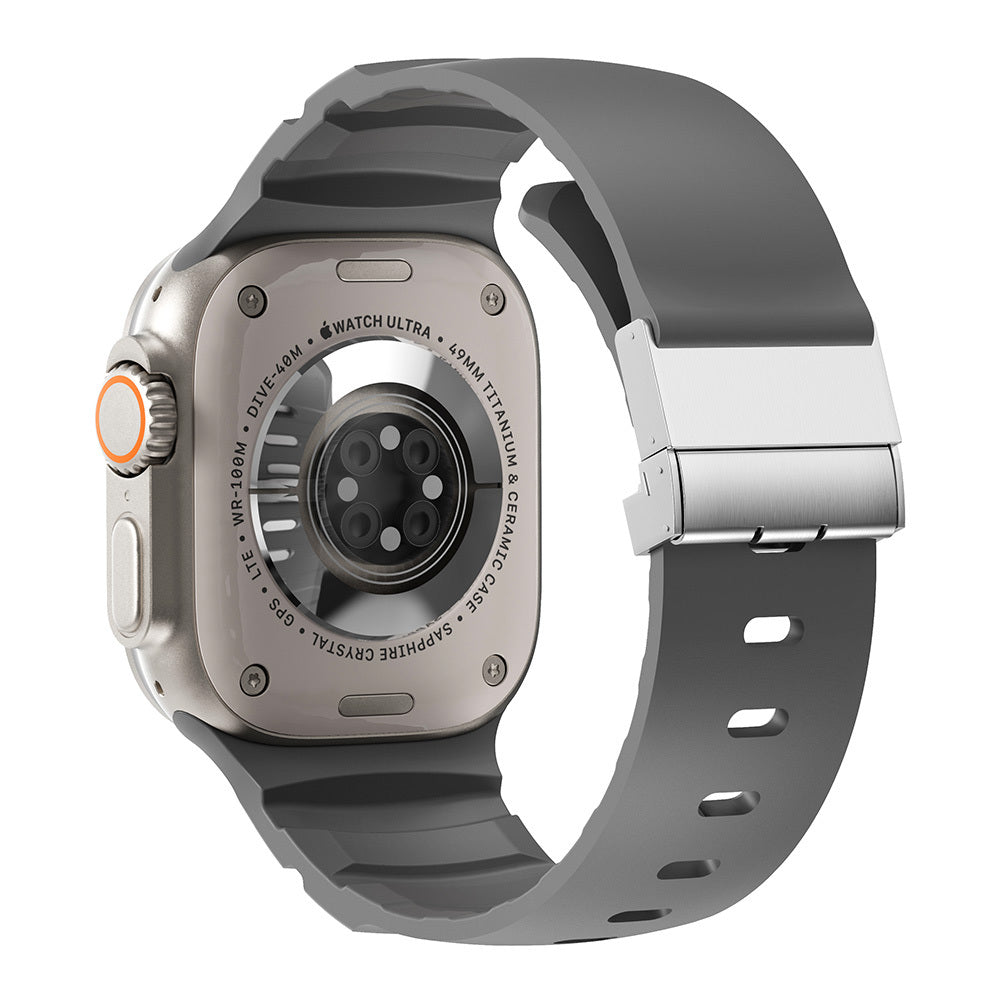 Apple Watch 44mm Zore KRD-145 Metal Tokalı Silikon Kordon