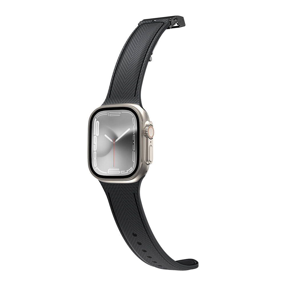 Apple Watch 7 45mm Amazingthing Titan Swift Deri Dokulu Silikon Kordon