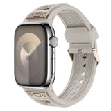 Apple Watch 7 45mm Zore KRD-117 Hava Alabilen Delikli Metal Süslemeli Desenli Silikon Kordon