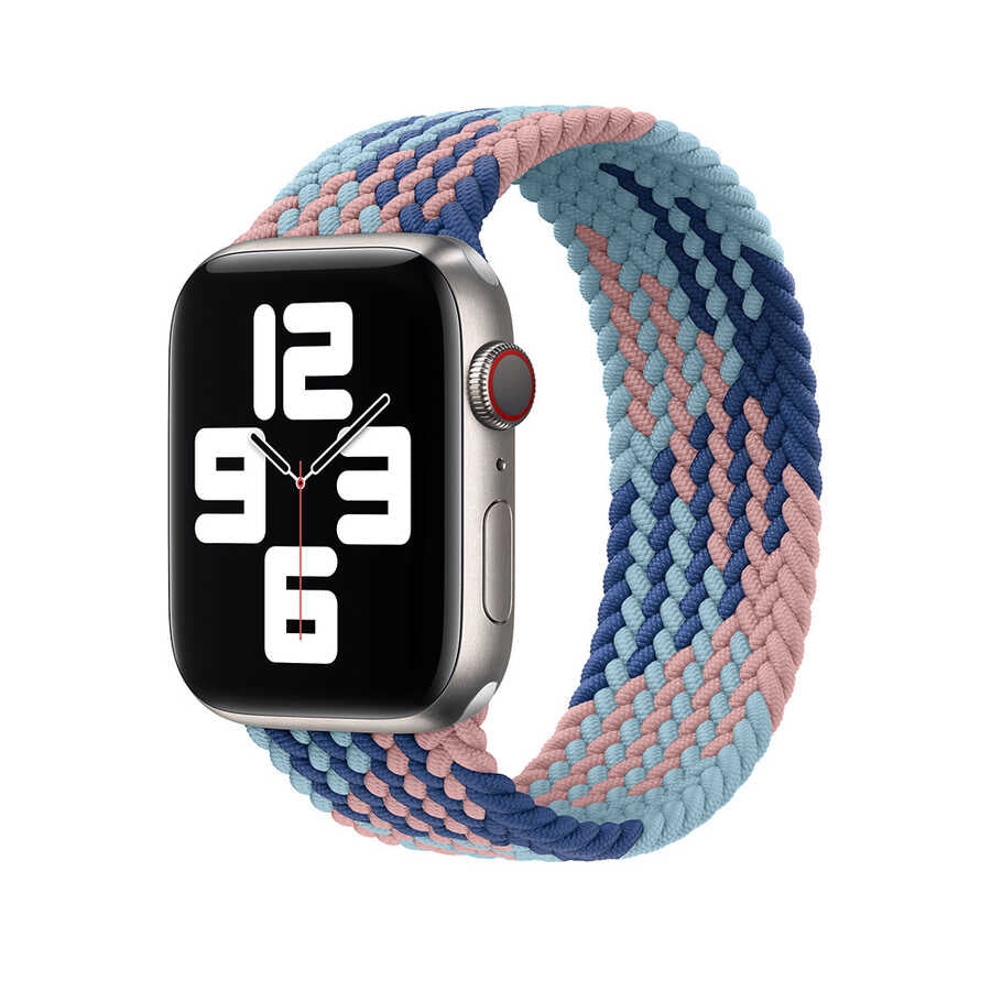 Apple Watch Ultra 49mm Kordon Wiwu Braided Solo Loop Contrast Color Medium Strap Kayış