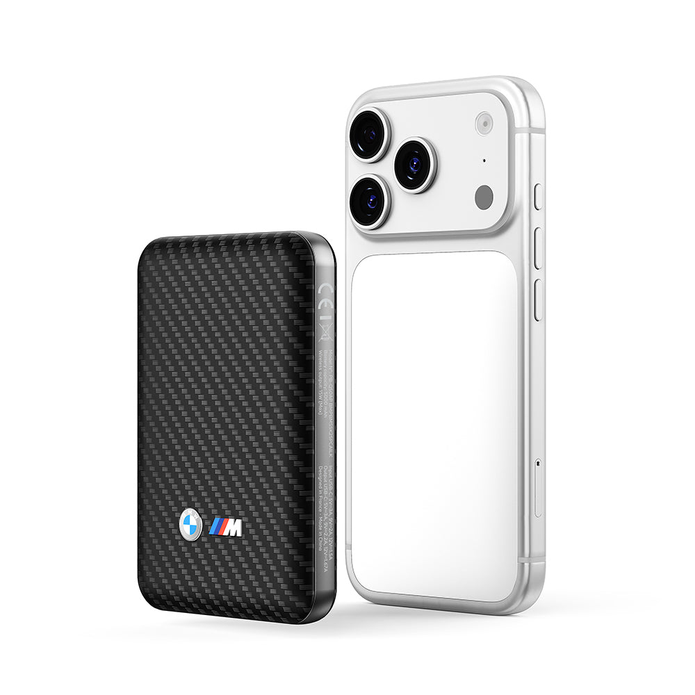 BMW Orjinal Lisanslı PU Karbon Tasarımlı Led Işık Göstergeli Magnetik Powerbank 5000mAh