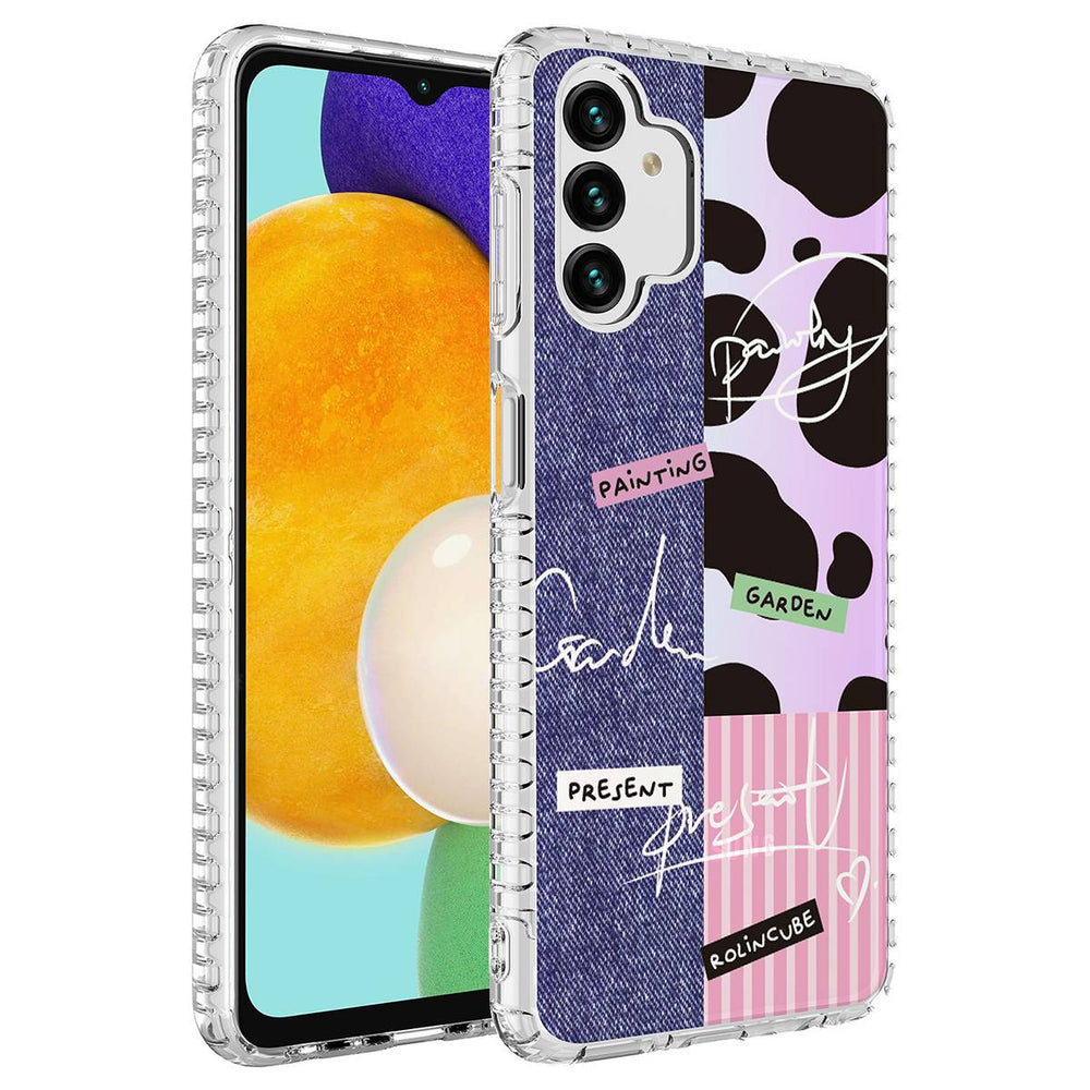 Galaxy A04S Kılıf Airbag Kenarlı Renkli Desenli Silikon Zore Elegans Kapak