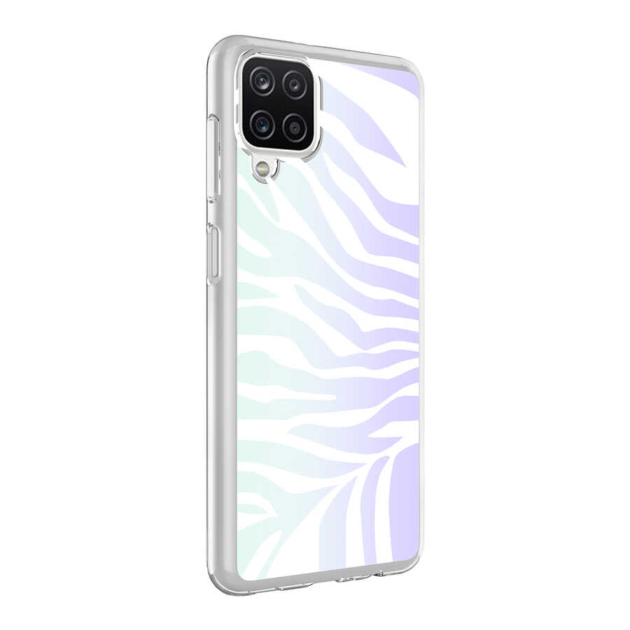 Galaxy A12 Kılıf Zore M-Blue Desenli Kapak
