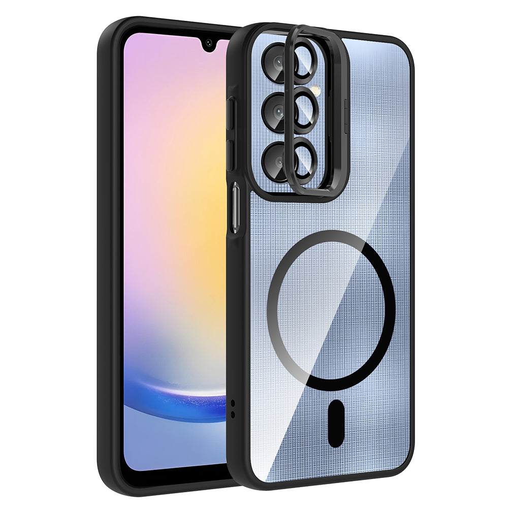 Galaxy A16 Kılıf Standlı ve Kamera Lens Hediyeli M-Safe Şarj Özellikli Zore Etro Kapak