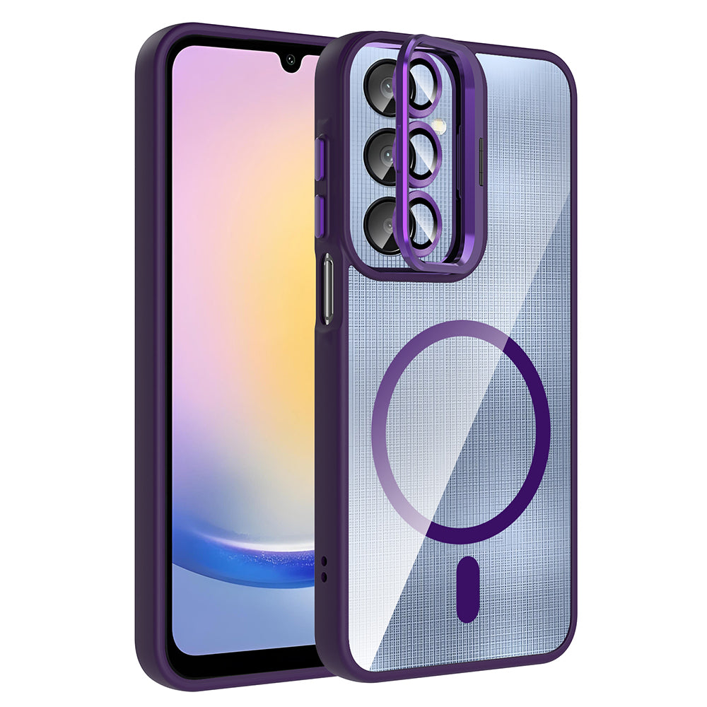 Galaxy A16 Kılıf Standlı ve Kamera Lens Hediyeli M-Safe Şarj Özellikli Zore Etro Kapak