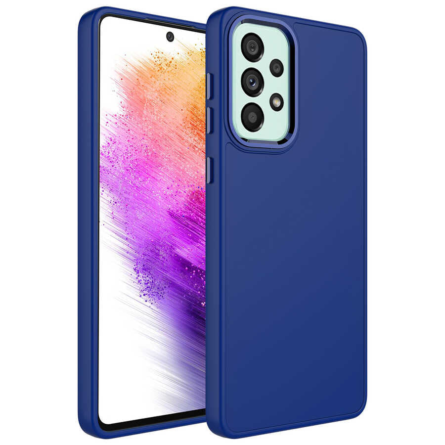 Galaxy A33 5G Kılıf Metal Çerçeve ve Buton Tasarımlı Silikon Zore Luna Kapak