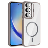 Galaxy A35 Kılıf Standlı ve Kamera Lens Hediyeli M-Safe Şarj Özellikli Zore Etro Kapak