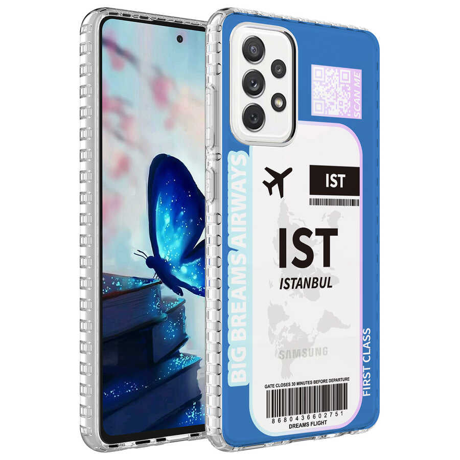 Galaxy A72 Kılıf Airbag Kenarlı Renkli Desenli Silikon Zore Elegans Kapak