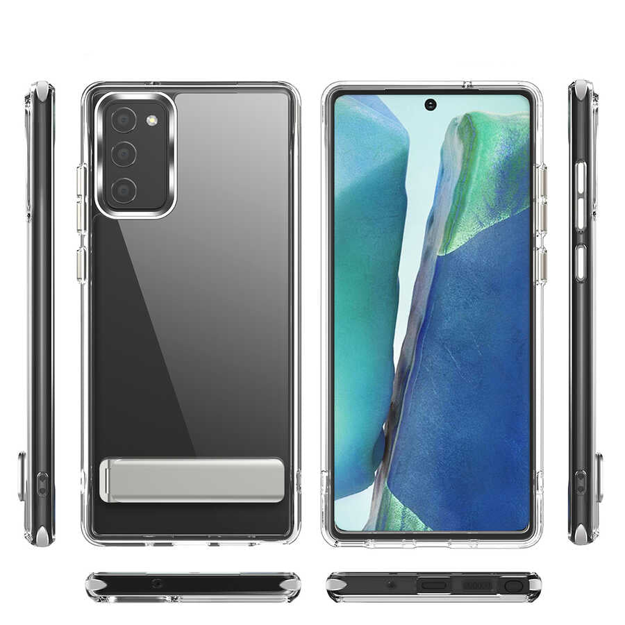 Galaxy S20 FE Kılıf Standlı Şeffaf Silikon Zore L-Stand Kapak