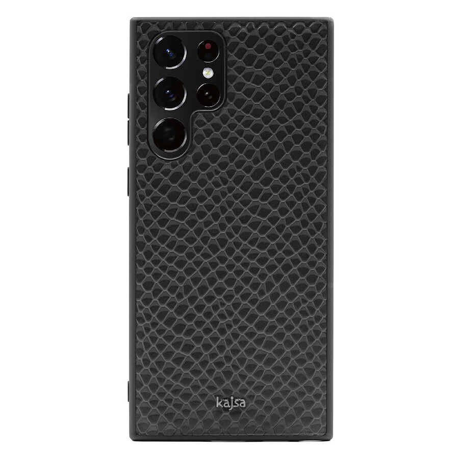 Galaxy S22 Ultra Kılıf Kajsa Pearl Pattern Hakiki Deri Kapak