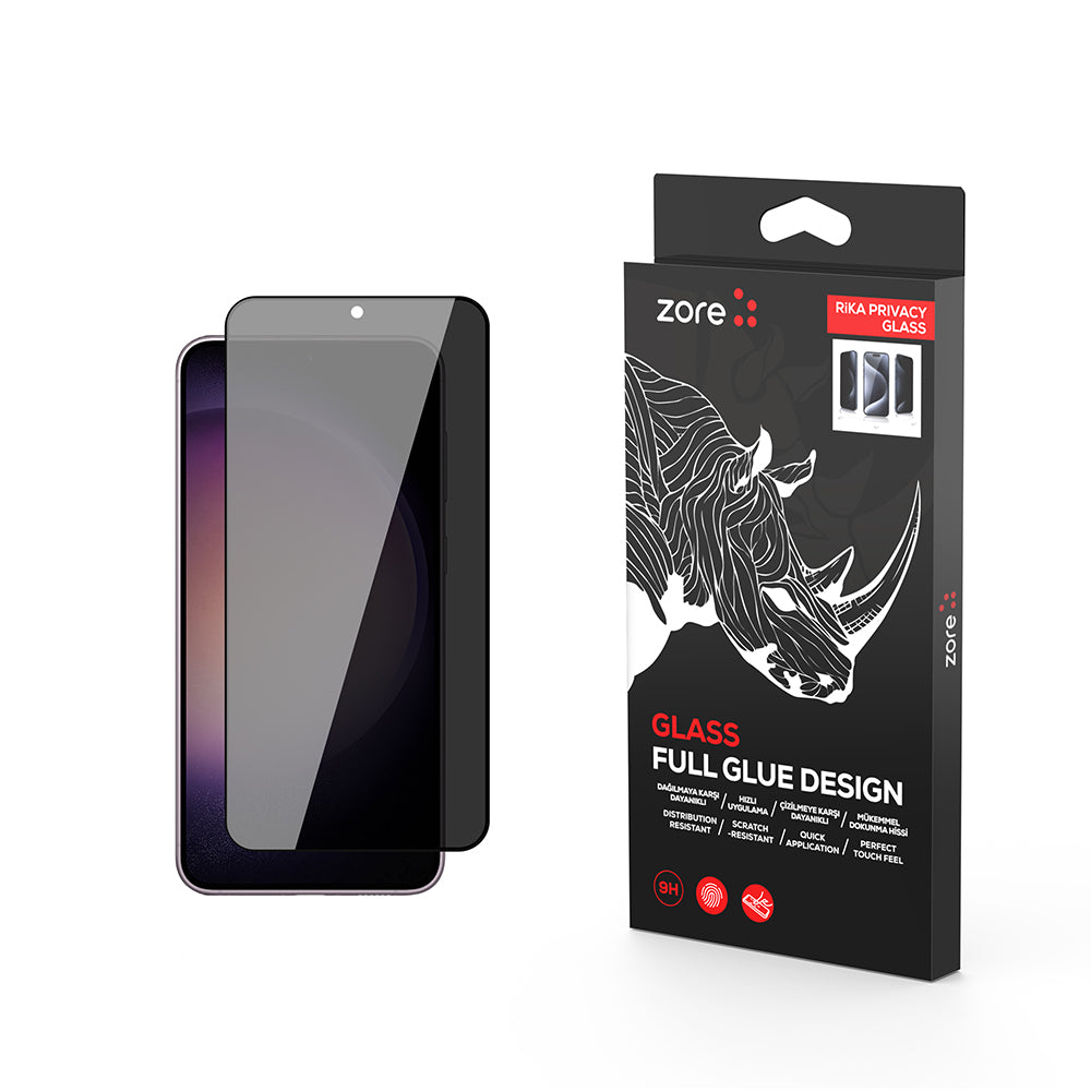 Galaxy S22 Zore Rika Premium Privacy Temperli Cam Ekran Koruyucu