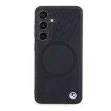 Galaxy S24 Kılıf BMW Orjinal Lisanslı M-safe Şarj Özellikli Yarım Dokulu Circle Leather Kapak