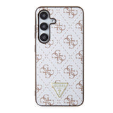 Galaxy S24 Kılıf Guess Orjinal Lisanslı PU Üçgen Logo 4G Desenli Kapak