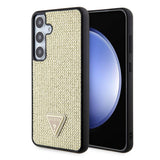 Galaxy S24 Kılıf Guess Orjinal Lisanslı Taşlı Arka Yüzey Üçgen Logolu Kapak