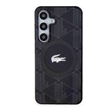 Galaxy S24 Kılıf Lacoste Orjinal Lisanslı M-safe Şarj Özellikli Çift Katmanlı Timsah Logolu Blend Monogram Kapak