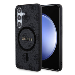 Galaxy S24 Plus Kılıf Guess Orjinal Lisanslı M-safe Şarj Özellikli PU Halkalı 4G Desenli Yazı Logolu Kapak