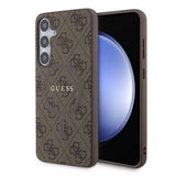 Galaxy S24 Plus Kılıf Guess Orjinal Lisanslı M-safe Şarj Özellikli PU Halkalı 4G Desenli Yazı Logolu Kapak