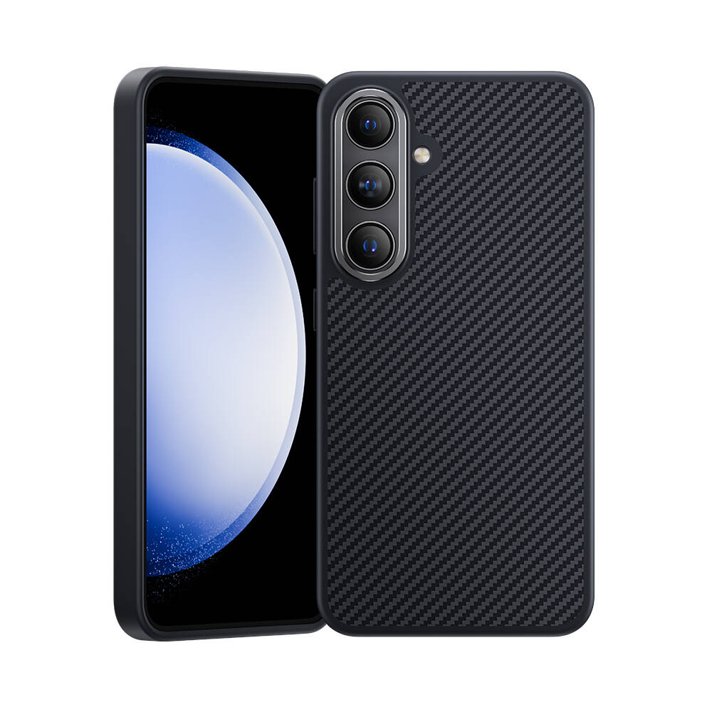 Galaxy S24 Plus Kılıf Karbon Fiber M-safe Şarj Özellikli Benks Hybrid ArmorPro 600D Kevlar Kapak