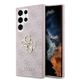 Galaxy S24 Ultra Kılıf Guess Orjinal Lisanslı PU Deri Yazı ve 4G Metal Logolu Desenli Kapak
