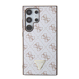 Galaxy S24 Ultra Kılıf Guess Orjinal Lisanslı PU Üçgen Logo 4G Desenli Kapak
