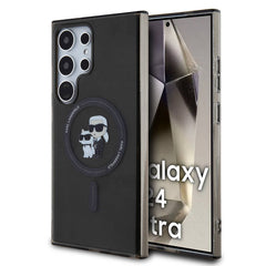 Galaxy S24 Ultra Kılıf Karl Lagerfeld Orjinal Lisanslı M-safe Şarj Özellikli Karl & Choupette IML Baskılı Kapak