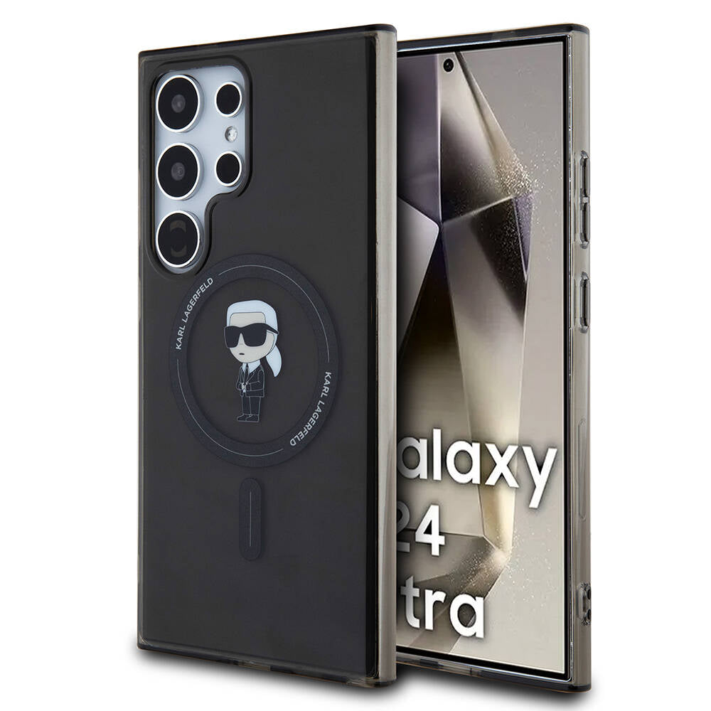 Galaxy S24 Ultra Kılıf Karl Lagerfeld Orjinal Lisanslı M-safe Şarj Özellikli Karl Head IML Baskılı Kapak