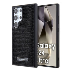 Galaxy S24 Ultra Kılıf Karl Lagerfeld Taşlı Metal Logo Orjinal Lisanslı Kapak
