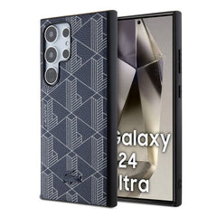Galaxy S24 Ultra Kılıf Lacoste Orjinal Lisanslı M-safe Şarj Özellikli PU Deri Görünümlü Karışık Monogram Desenli Kapak