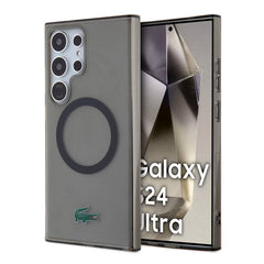 Galaxy S24 Ultra Kılıf Lacoste Orjinal Lisanslı M-safe Şarj Özellikli Transparan Timsah Logo Baskılı Kapak