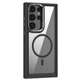 Galaxy S24 Ultra Kılıf M-safe Şarj Özellikli Sert PC Karbon Fiber Kenar Tasarımlı Zore Libero Kapak