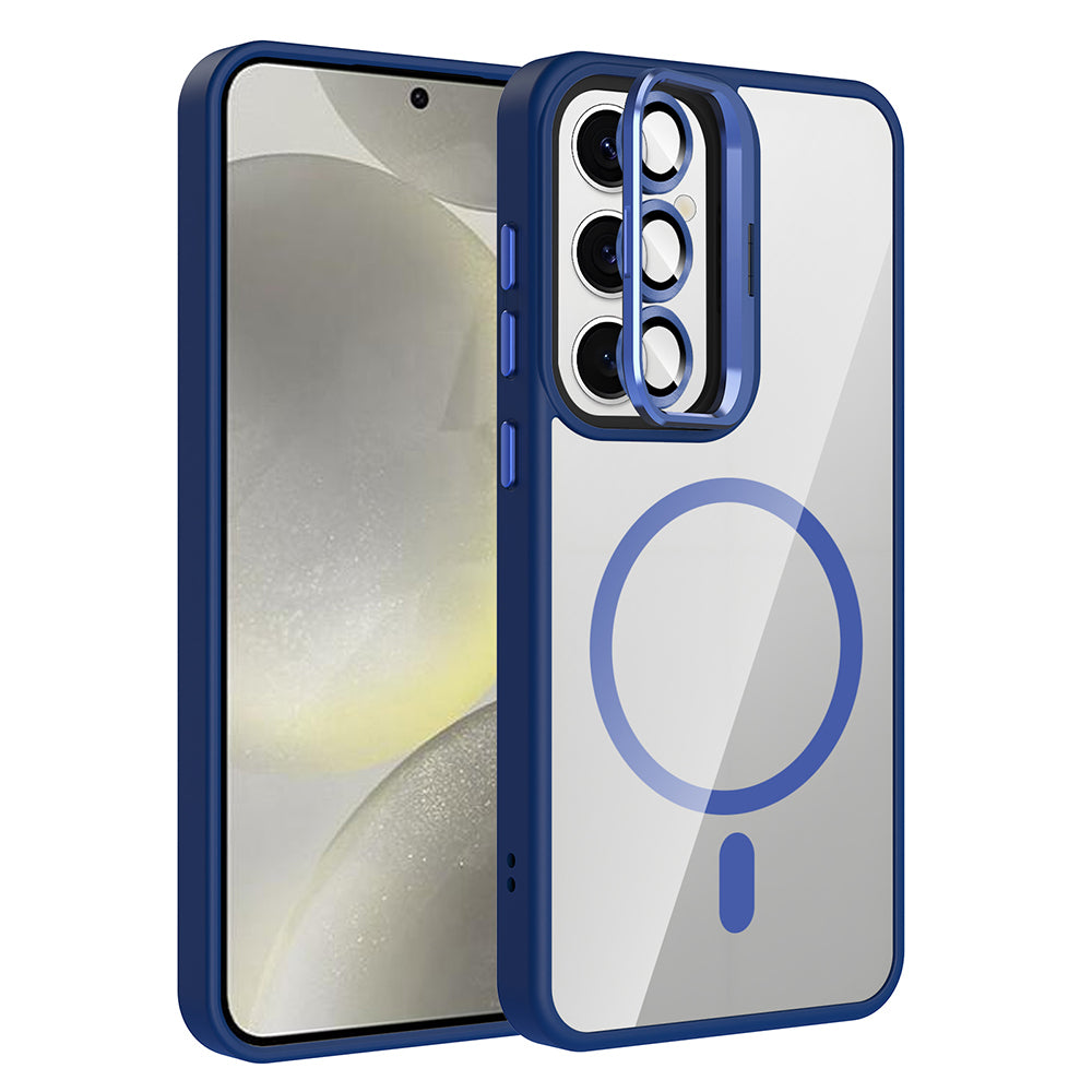Galaxy S25 FE Kılıf Standlı ve Kamera Lens Hediyeli M-Safe Şarj Özellikli Zore Etro Kapak