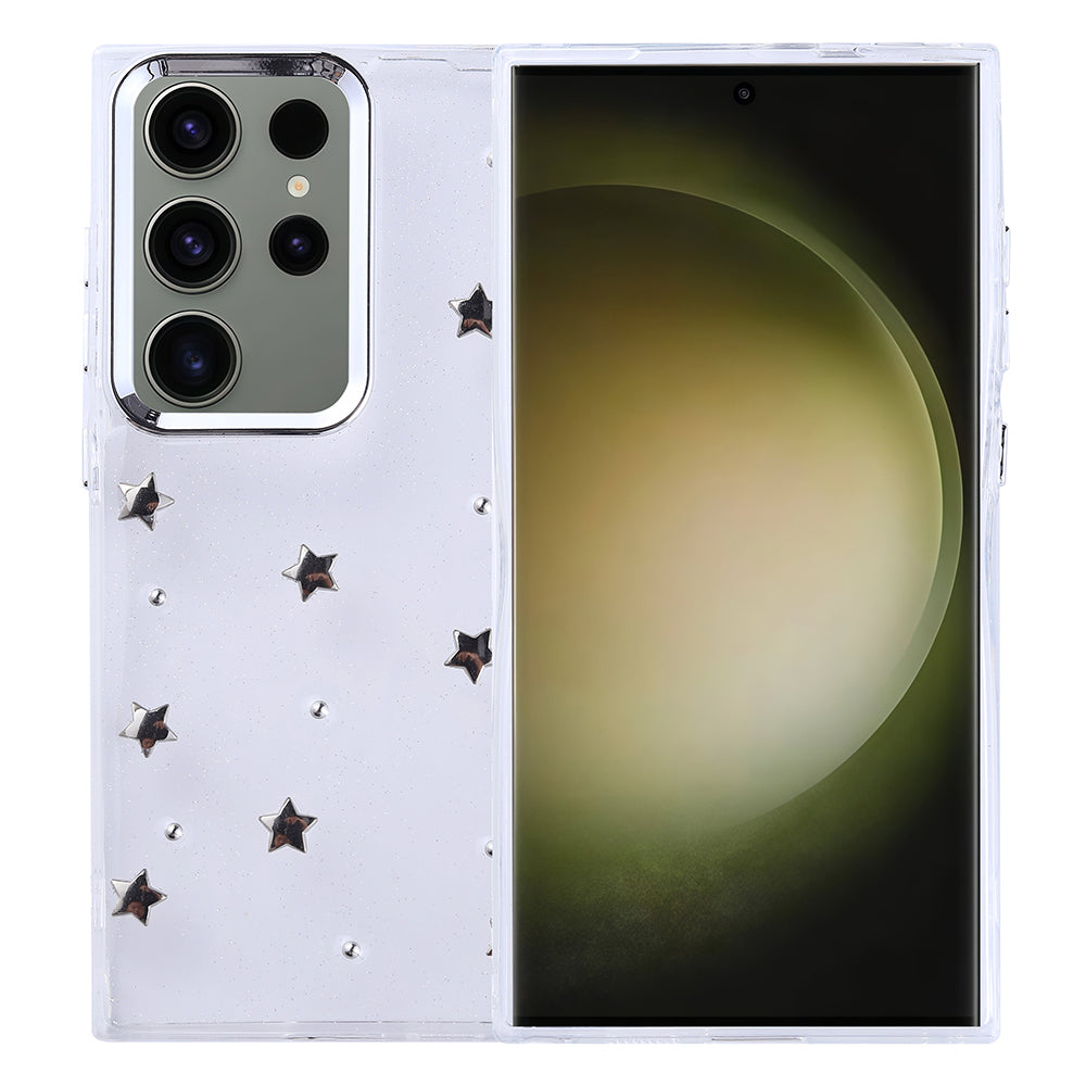 Galaxy S25 Ultra Kılıf Airbag Tasarımlı Simli Şeffaf Zore Kutup Kapak